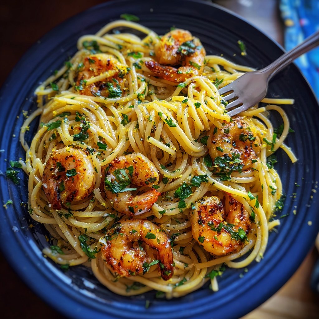 Lemon Herb Shrimp Spaghetti