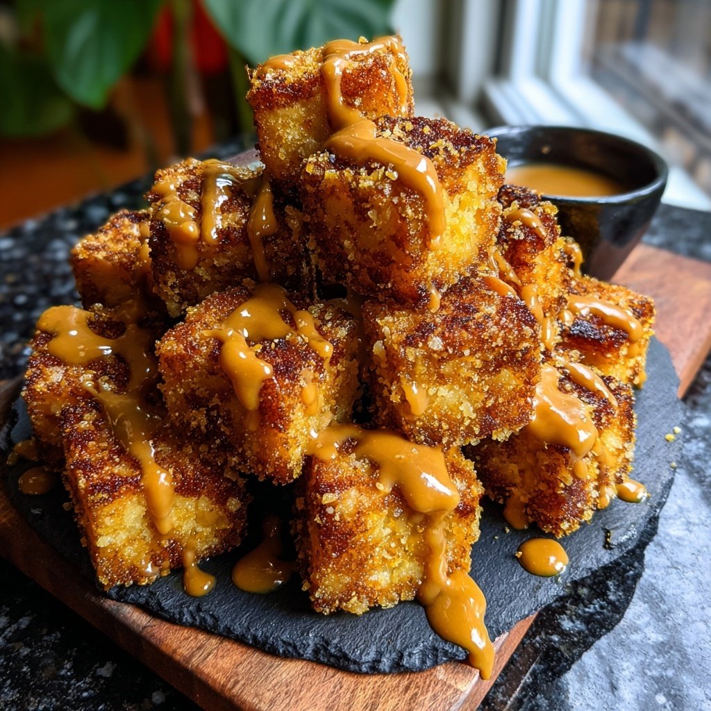 Crispy Tofu Bites with Peanut Sauce