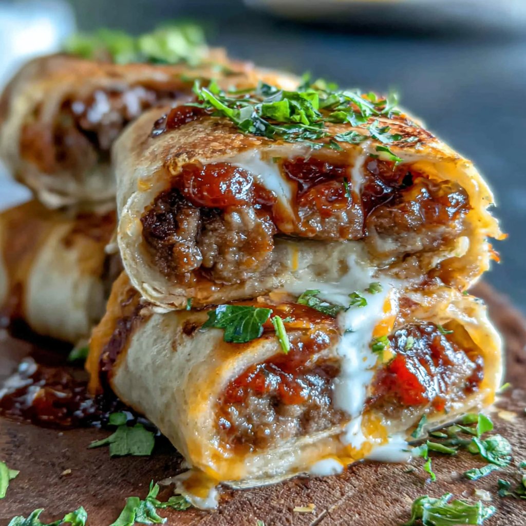 Stuffed BBQ Hamburger Wraps
